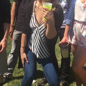 Black and white striped tank top